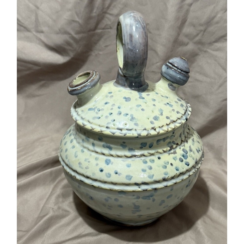 vintage pottery ceramic water pitcher Blue/Cream